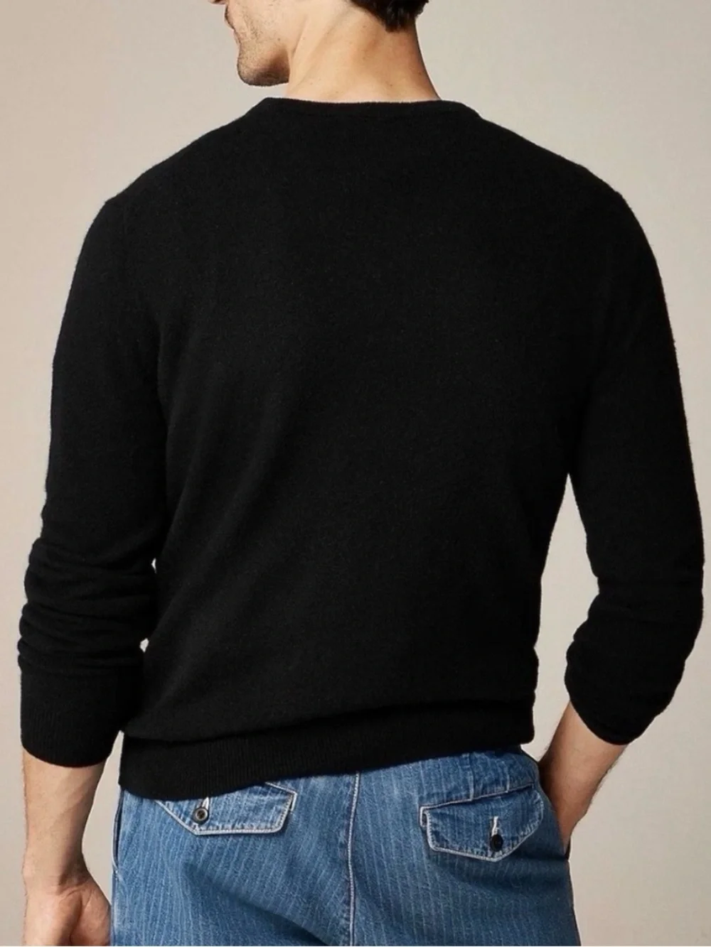 J. Crew Men's 100% Cashmere Crewneck Sweater Black Medium
